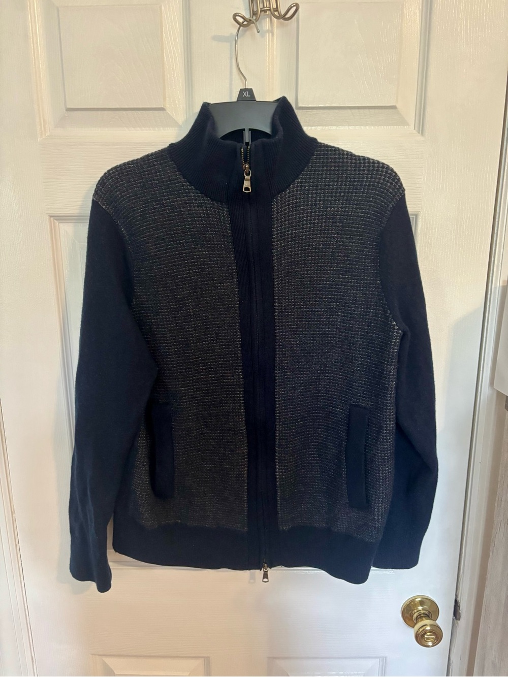 Banana Republic Men's Full-Zip Knit Sweater Jacket - Navy Gray